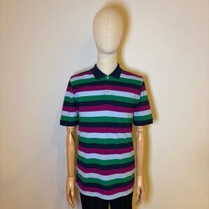 Lands’ End Men’s Striped Polo Shirt - Traditional Fit - Size M
